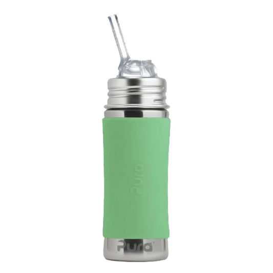 Pura Kiki Stainless Steel Kiddo Straw Bottle 325ml - Moss V2