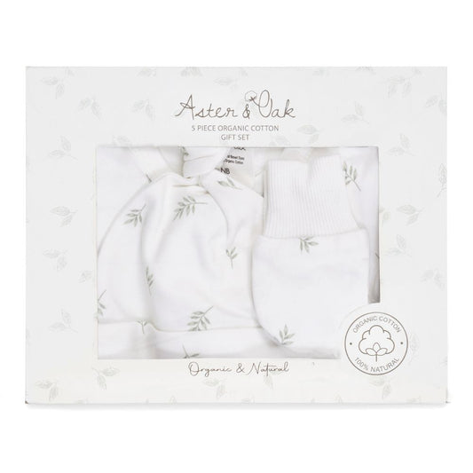 Aster & Oak 5 Piece Organic Cotton Gift Box Set - Little Leaf