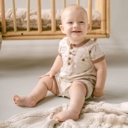 Aster & Oak Safari Adventure Henley Romper