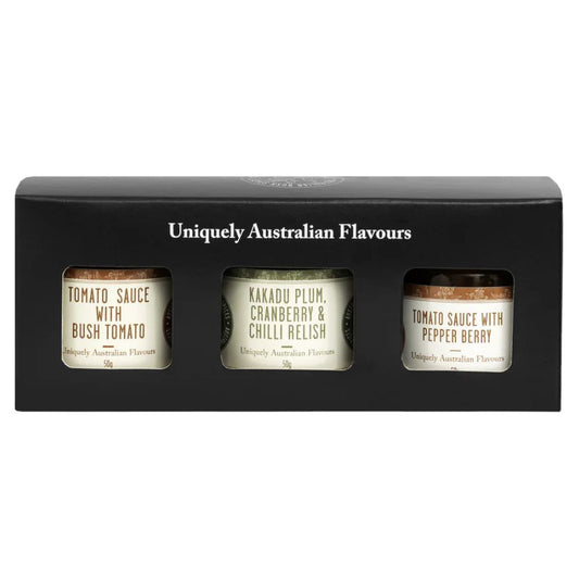 Australian Bush Spices - 3 Pack Tomato Sauces and Kakadu Plum Relish 50g