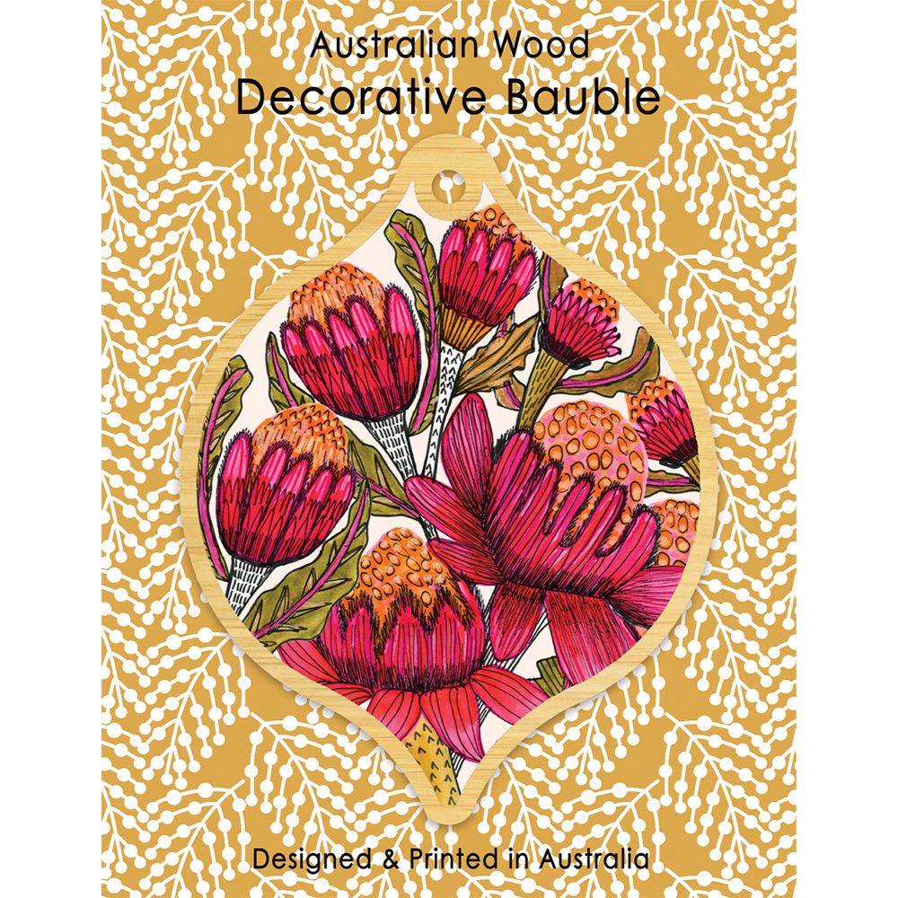 Aero Decorative Wooden Bauble - Waratahs