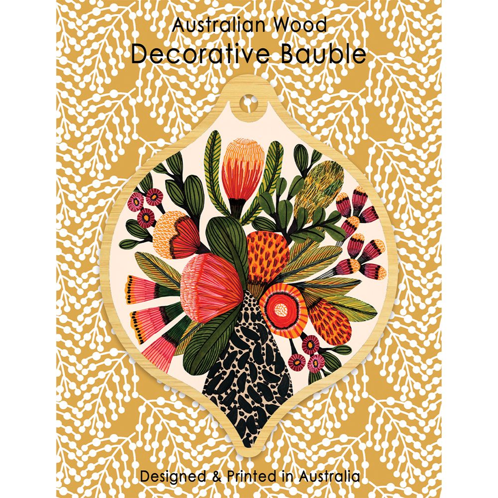 Aero Decorative Wooden Bauble - Banksias in Vase