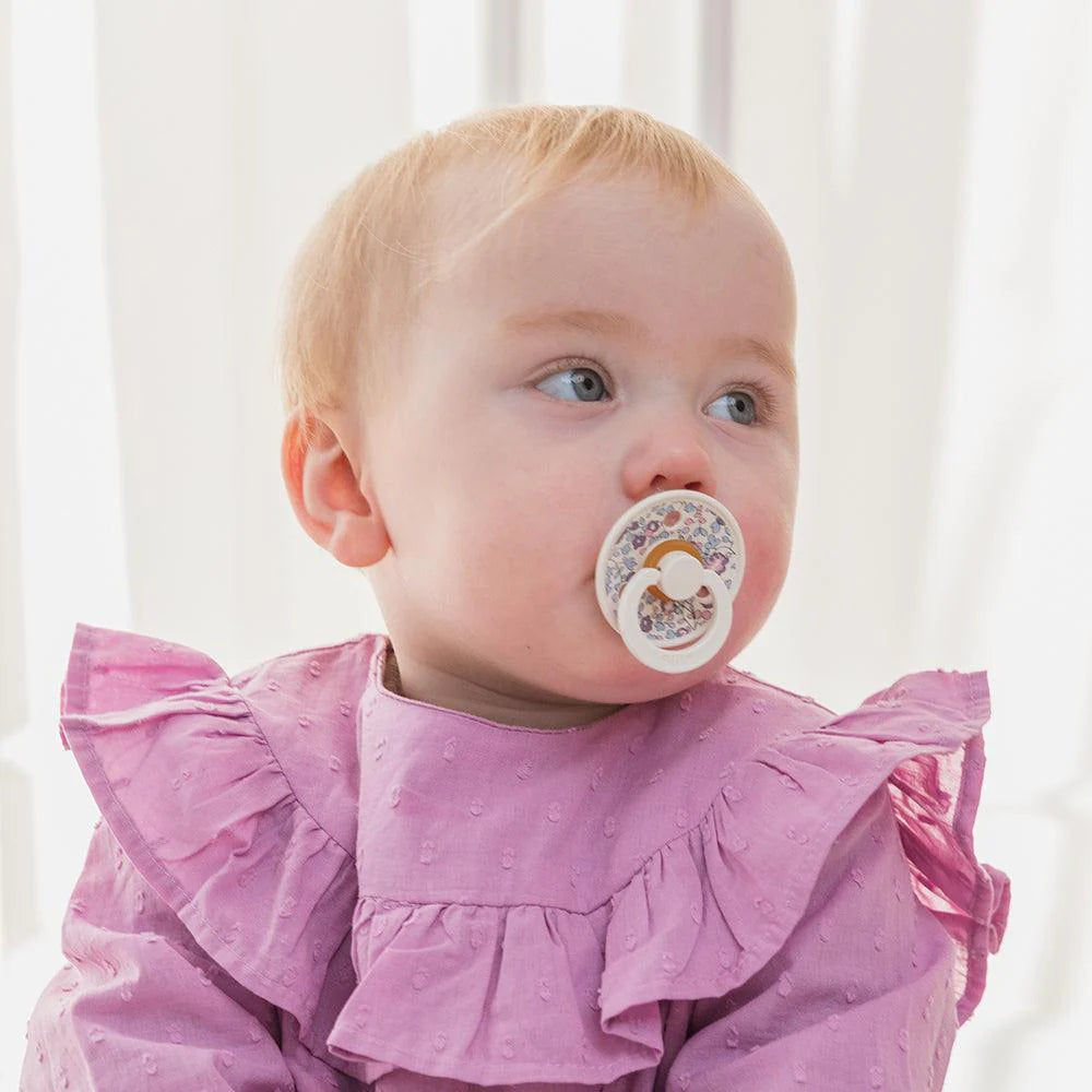 Bibs Round Natural Dummy Pacifier - Liberty Collection - Eloise/Sage