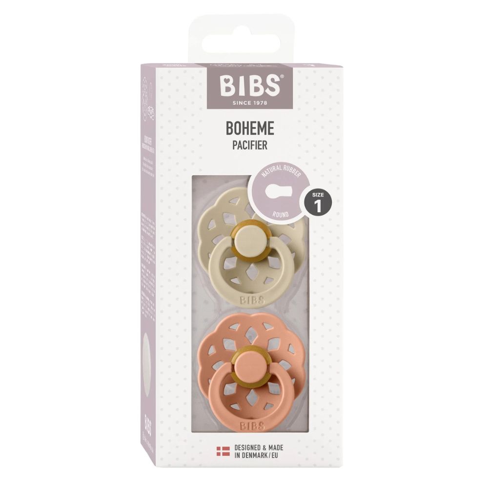 Bibs Round Boheme Natural Dummy Pacifier - Vanilla/Peach