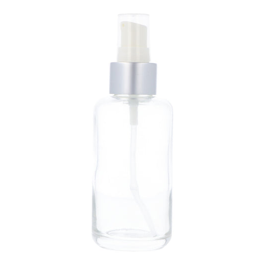 Clear Glass Bottle with White Serum Pump - 100ml