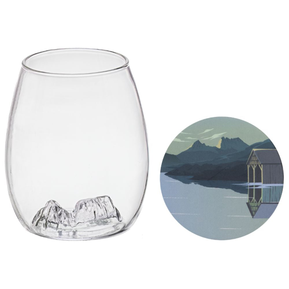 Uprising Glassware Single Stemless Glass + Coaster Set - Cradle Mountain (Wulinantikala)