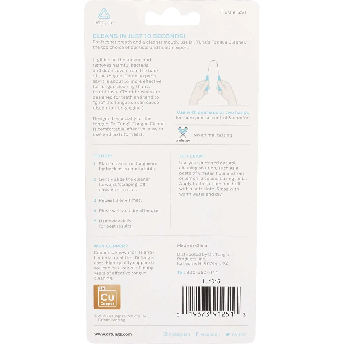 Dr Tung's Tongue Cleaner - Copper