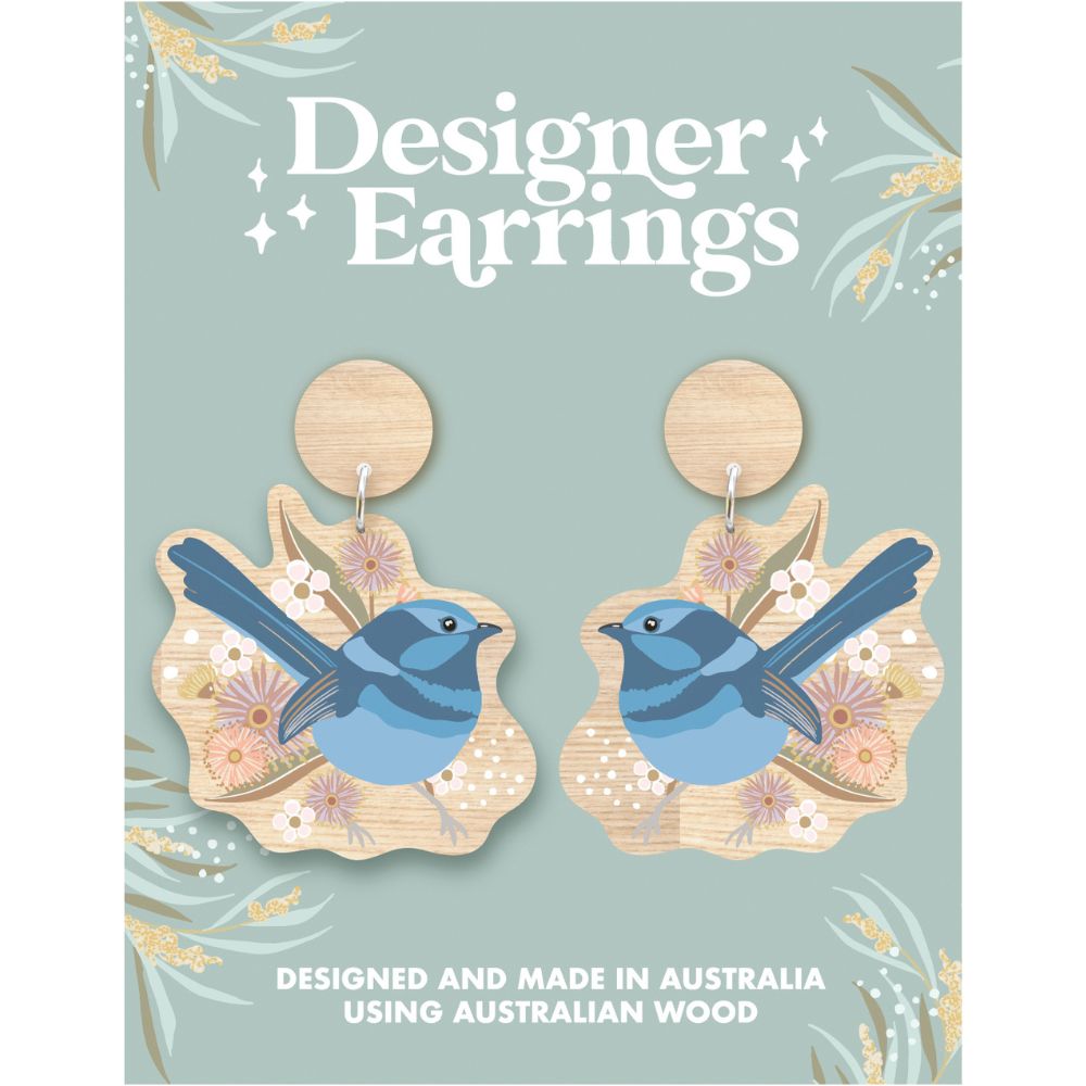 Aero Designer Earrings - Blue Wren