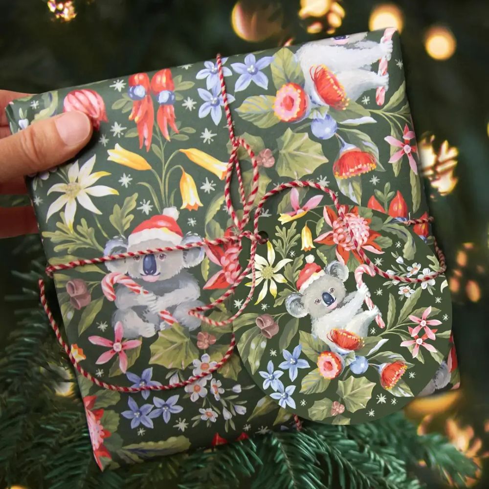 Earth Greetings Christmas Folded Wrapping Paper - Christmas Koalas