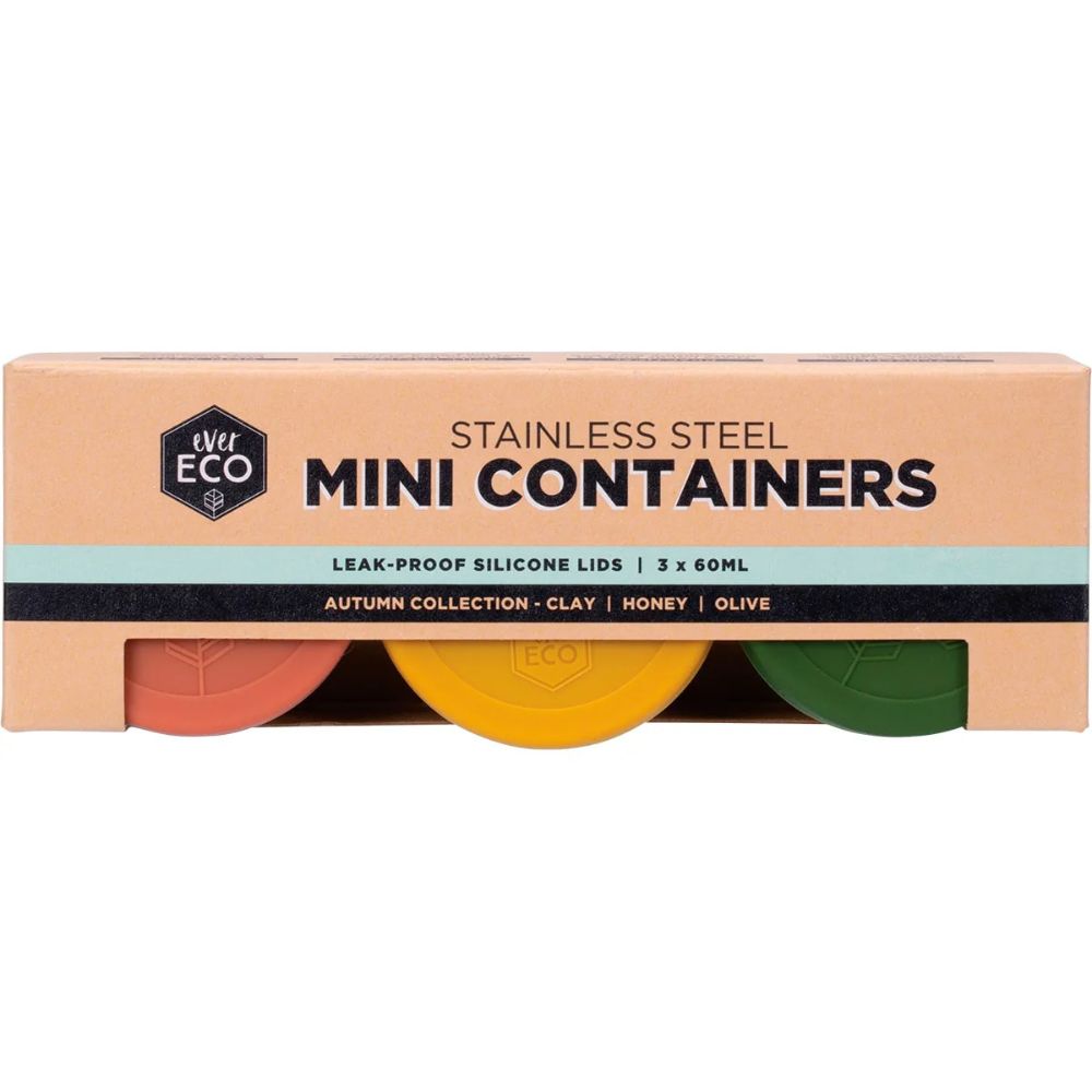 Ever Eco Stainless Steel Round MINI Containers Set of 3 60ml