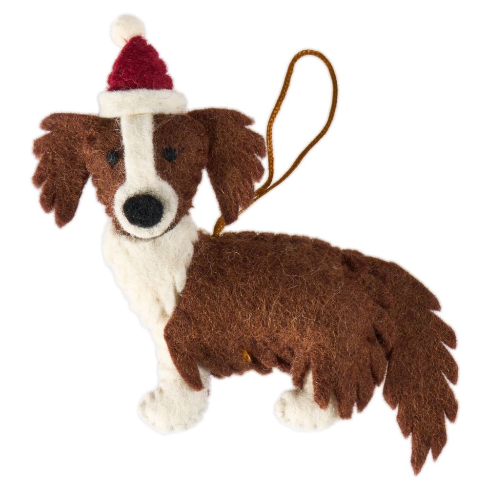Fairtrade Felt Christmas Decoration - Border Collie