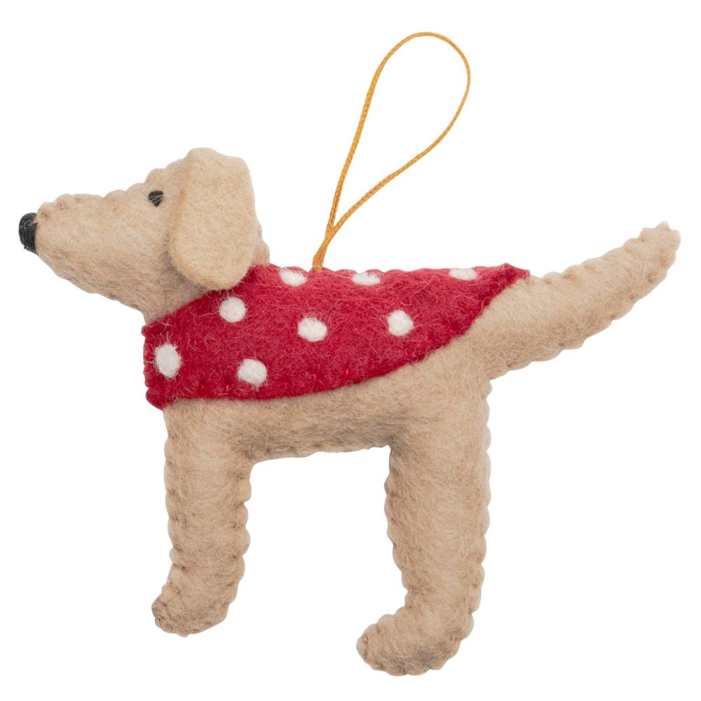 Fairtrade Felt Christmas Decoration - Labrador with Coat