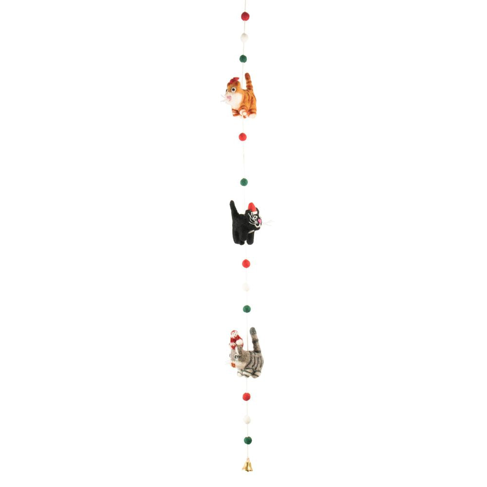 Felt Hanging Christmas Decoration Mobile - Feline Friends