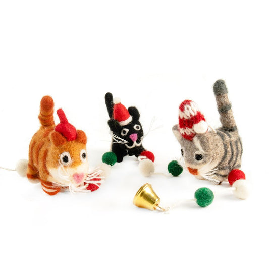 Felt Hanging Christmas Decoration Mobile - Feline Friends