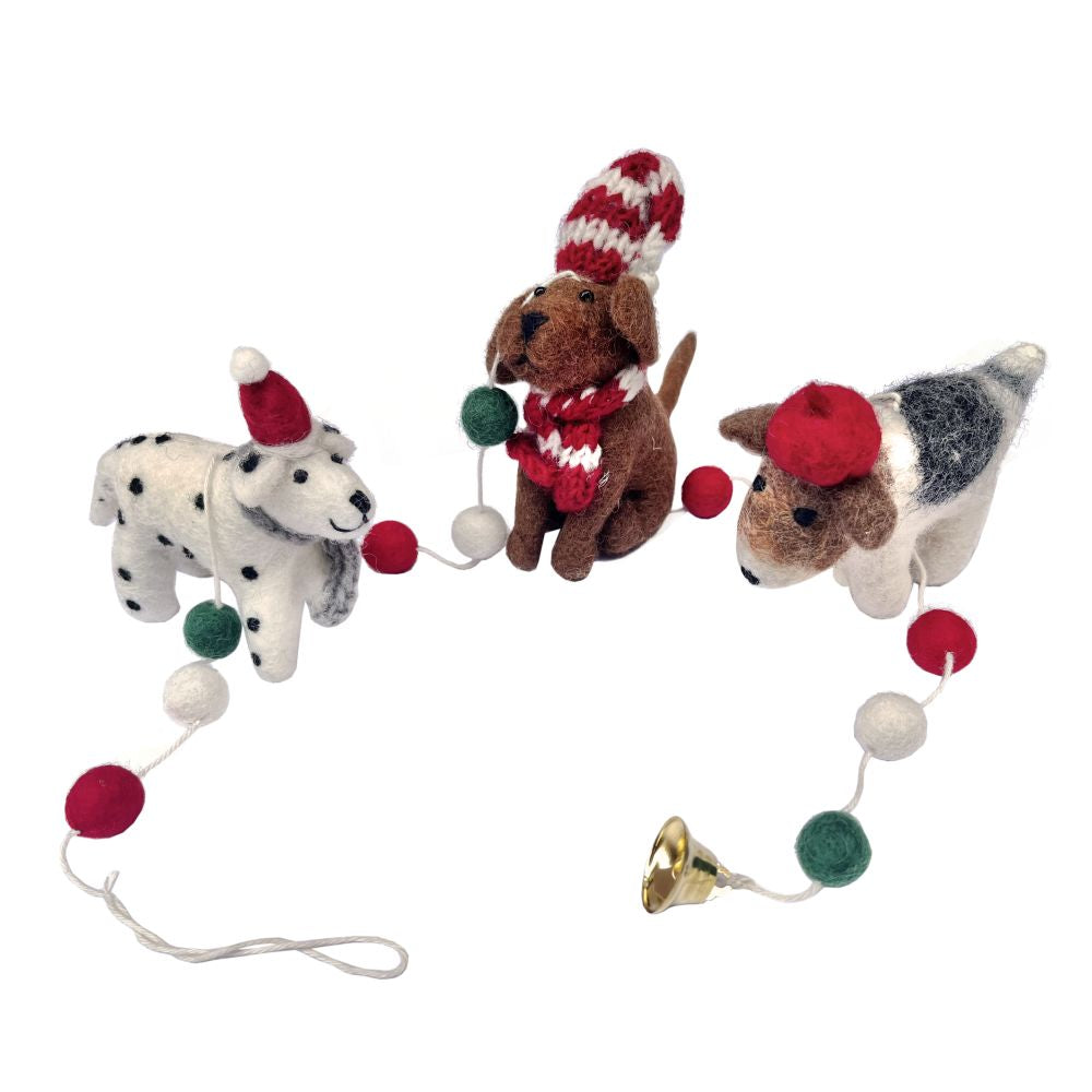 Felt Hanging Christmas Decoration Mobile - Canine Friends
