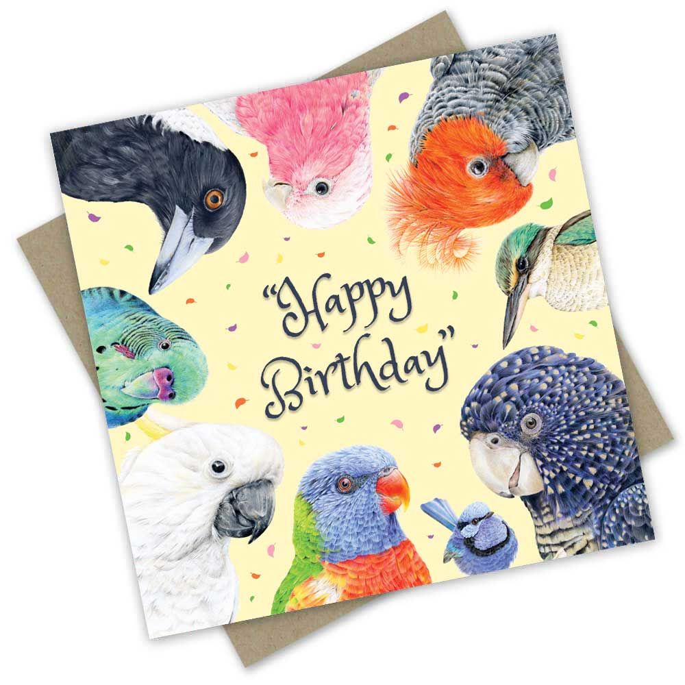 Popcorn Blue Happy Birthday - Birds