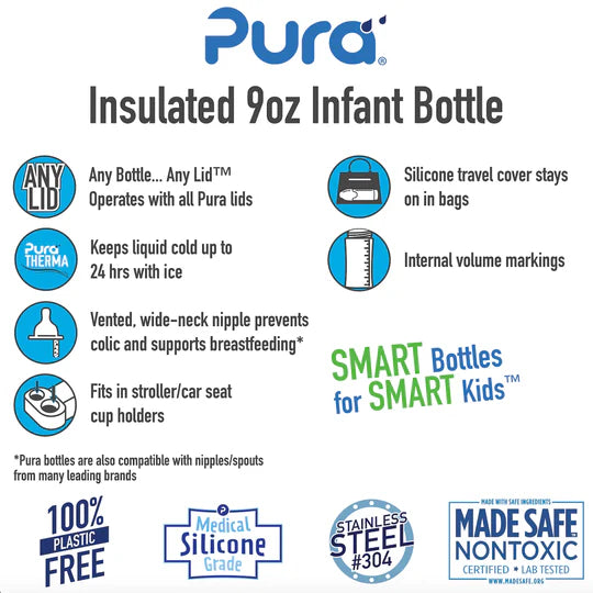 Pura Kiki Insulated Infant Bottle 260ml - Rose V2