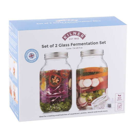 Kilner Fermentation Jar Kit with Two 1 Litre Jars, Airlock Lids, Weights
