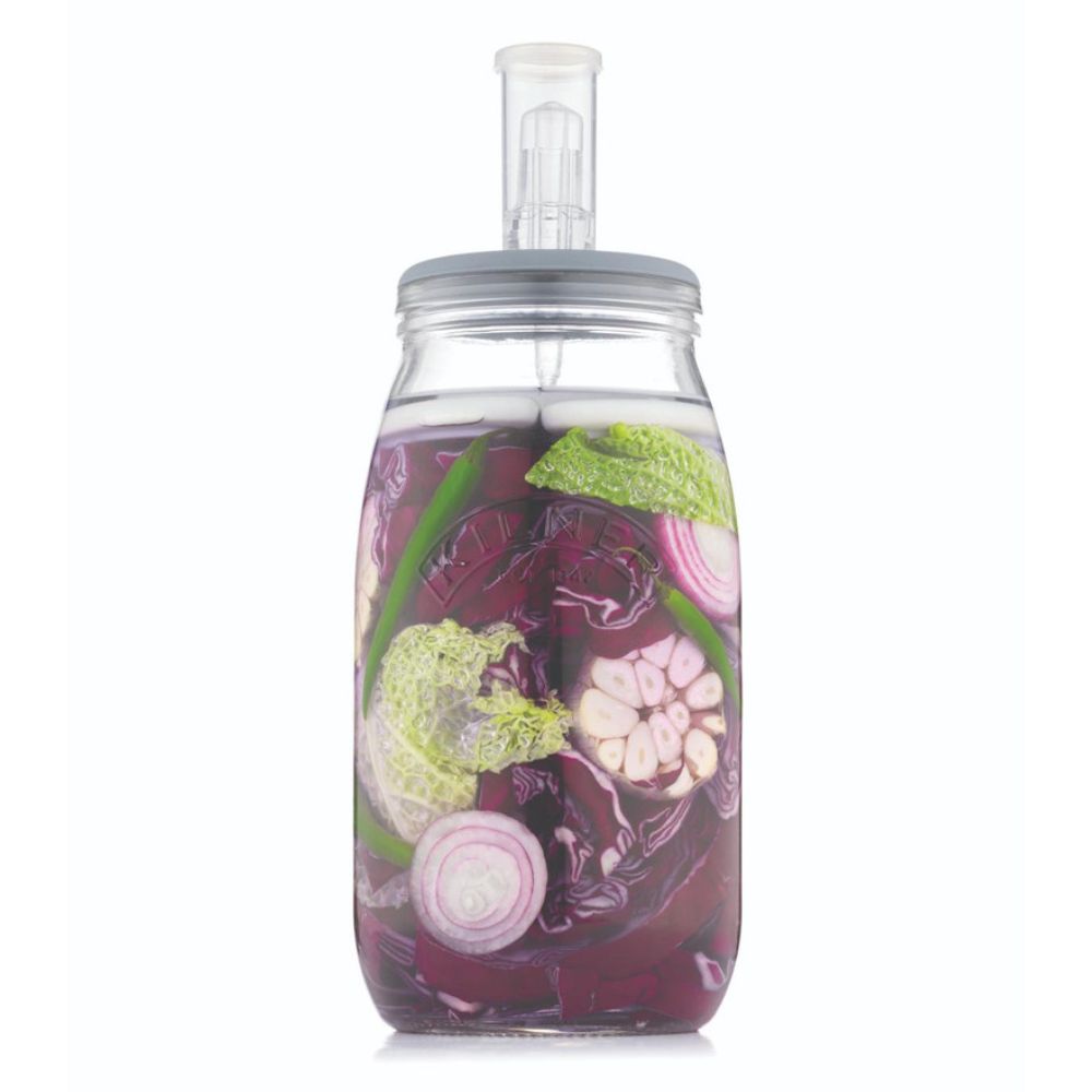 Kilner Fermentation Jar Kit with One 3 Litre Jar, Air Lock Lid, Weights