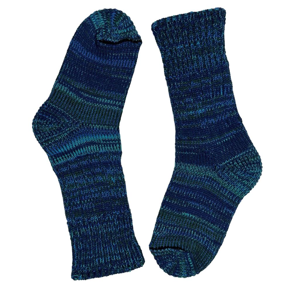 Mongrel Socks Merino Mini Mongrels Kids Socks - Blue Green