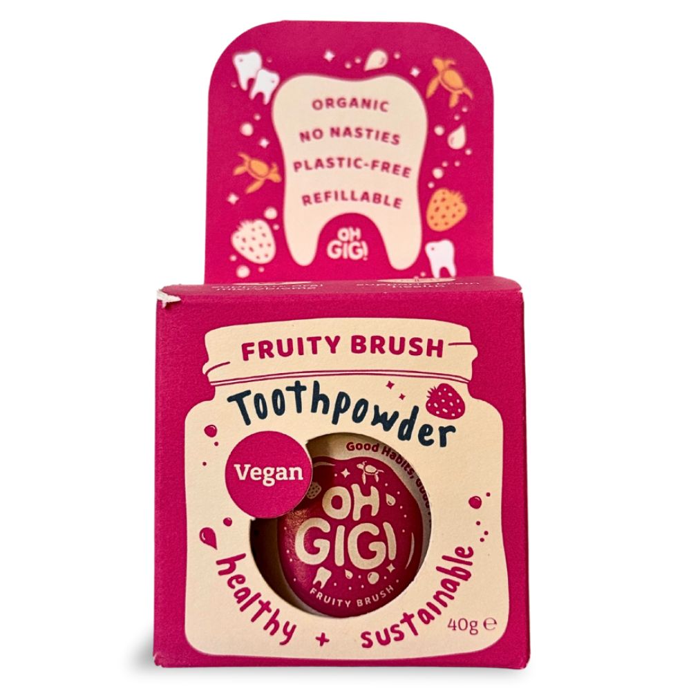 OhGiGi Organic Tooth Powder - Fruity Brush - Great for Kids