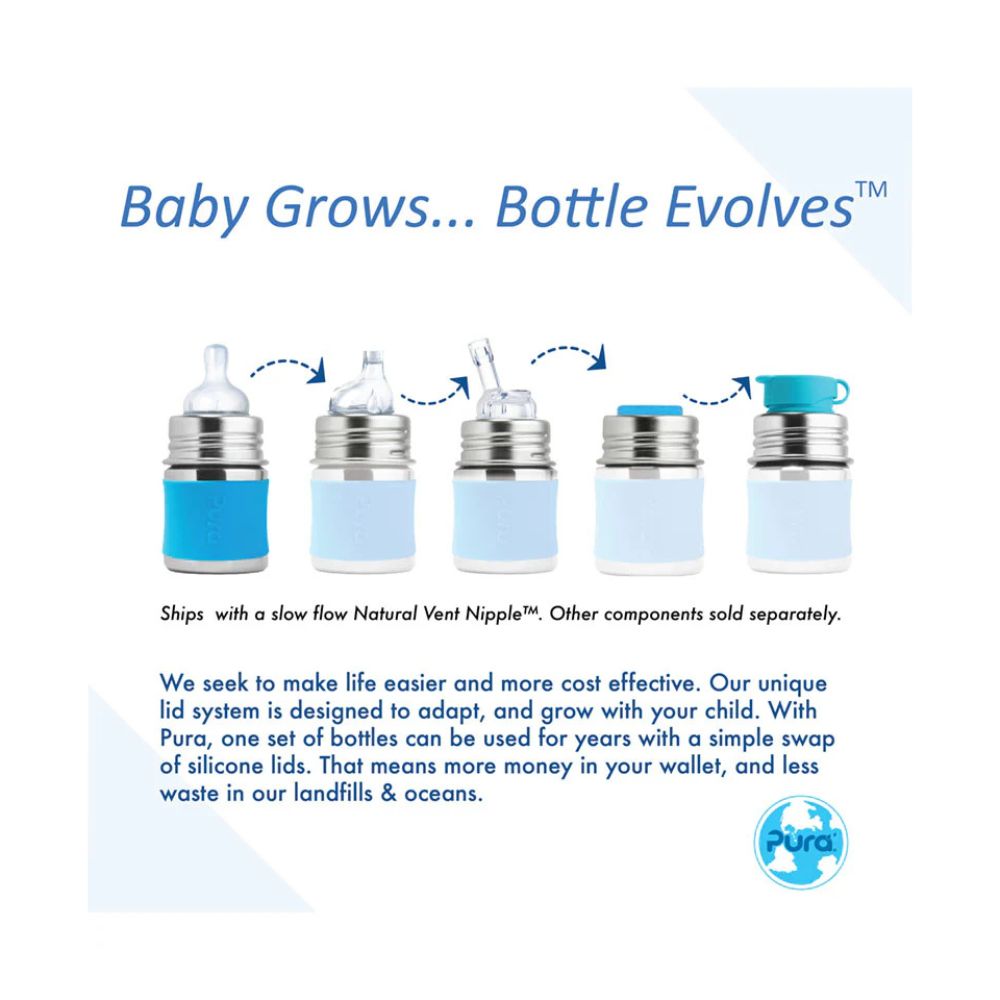 Pura Kiki Stainless Steel Infant Bottle 150ml - Moss V2