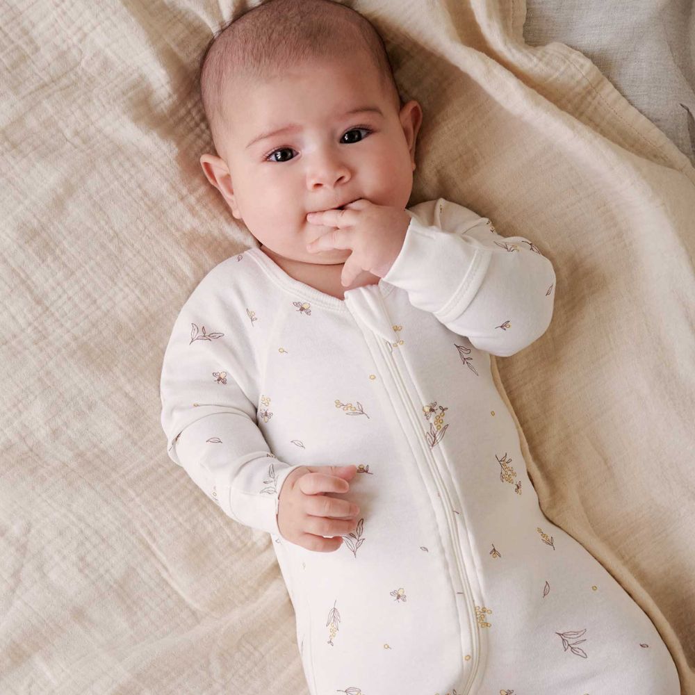 Purebaby 2 Pack Zip Growsuit - Vanilla Wattle Bee
