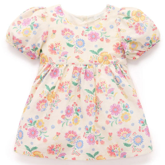 Purebaby Linen Blend Dress - Mexican Floral