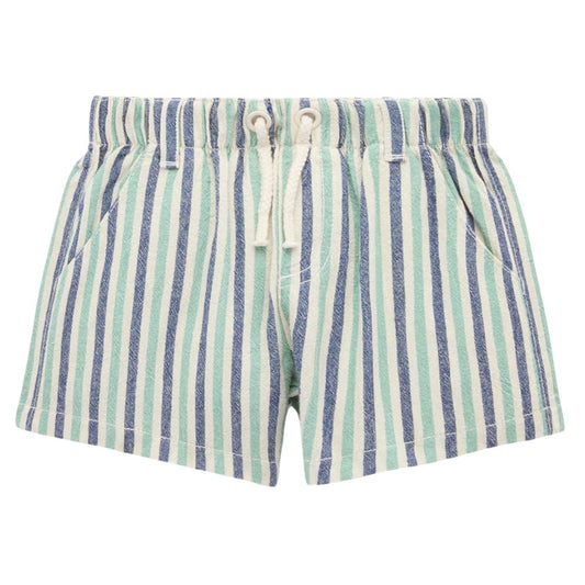 Purebaby Pull On Striped Short - Iguana Stripe