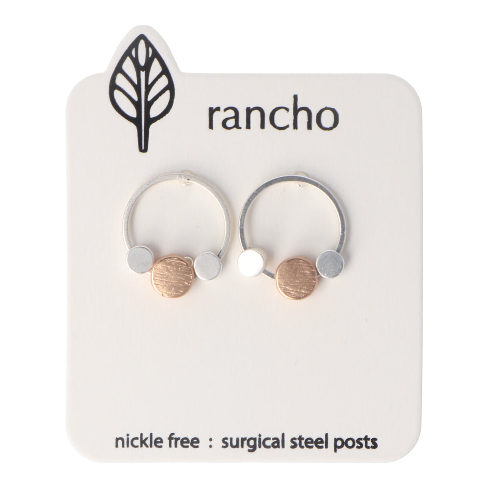 Rancho Studs - Silver Circle Rose Gold Dots Silver Feature Dot