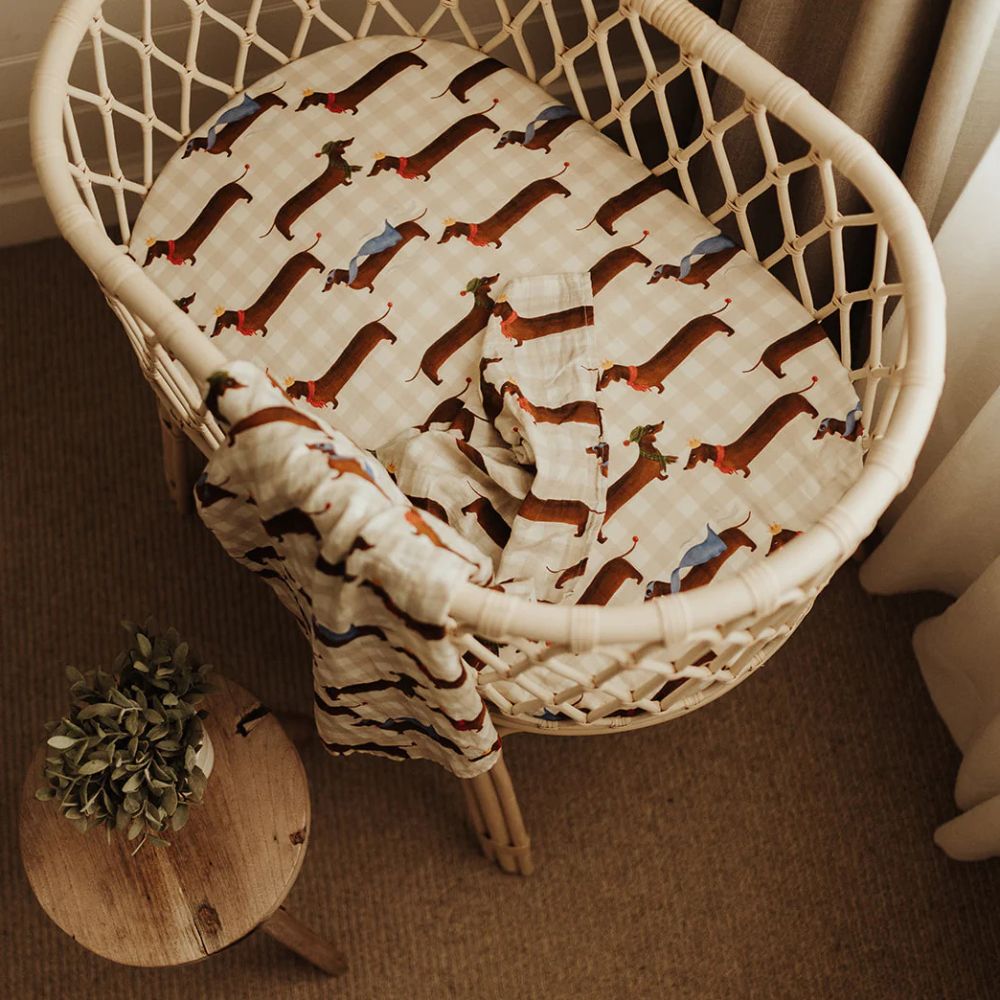 Snug as a Bub & Co. Organic Bassinet Sheet - Silly Sausage