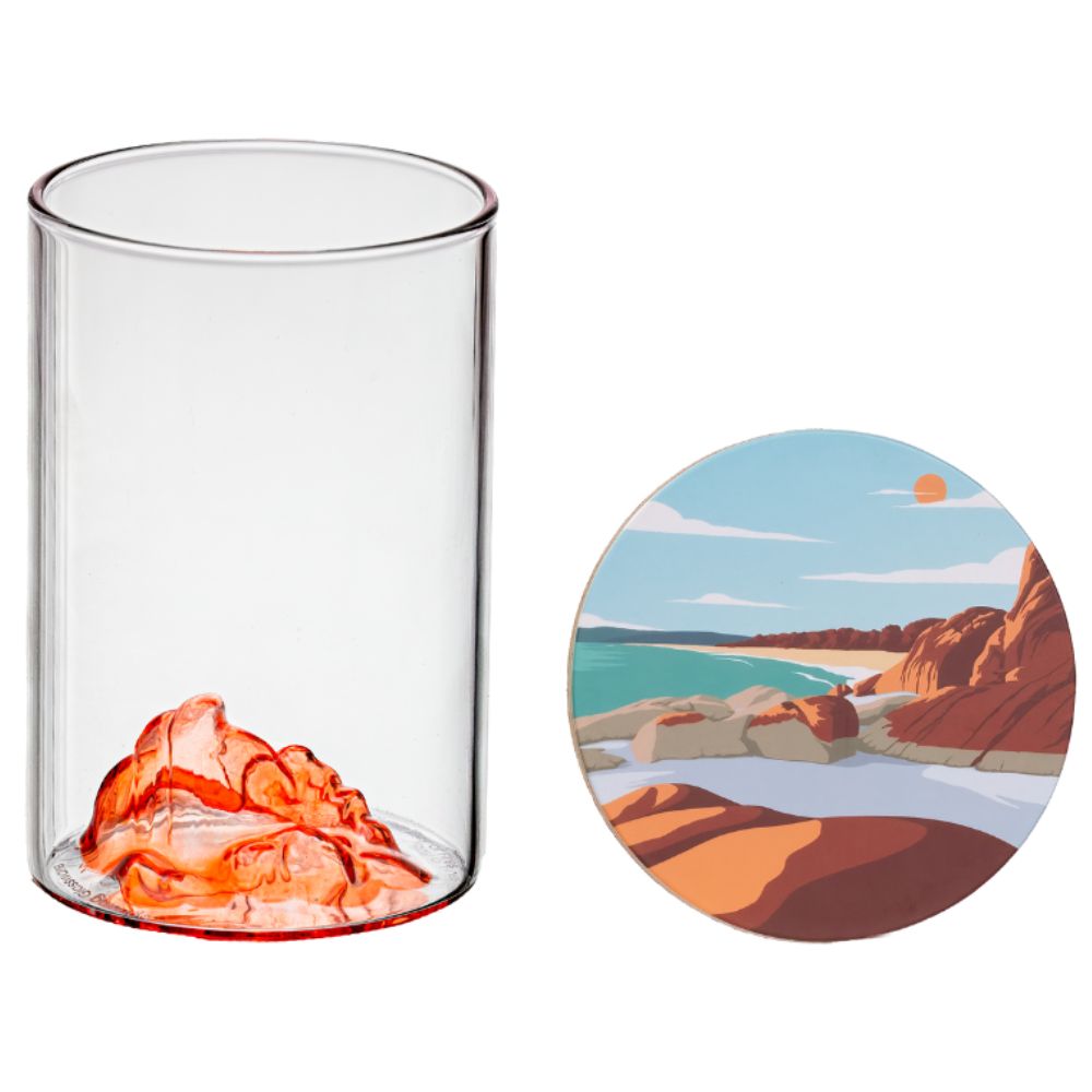 Uprising Glassware Single Tallboy Glass + Coaster Set - Larapuna 'Bay of Fires'