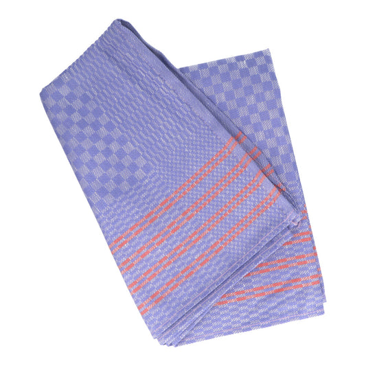 Redecker + Kracht Oversized Tea Towel Blue Check/Red Stripes 50 x 100 cm