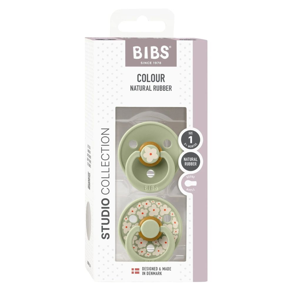 Bibs Round Natural Dummy Pacifier - Studio Collection - Jasmine Sage Mix