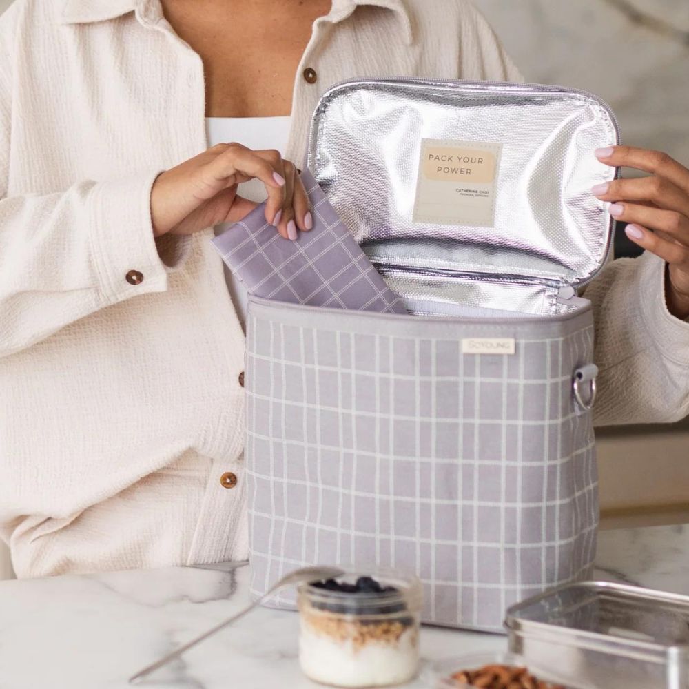 SoYoung Large Linen Insulated Lunch Poche