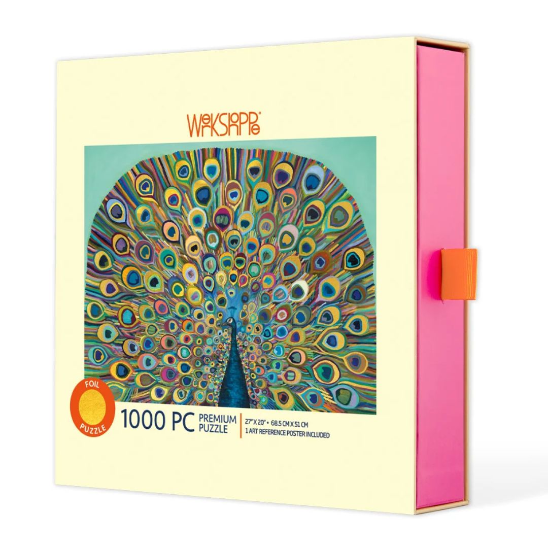 WerkShoppe Jigsaw Puzzle 1000 Piece - Peacock Gold Foil