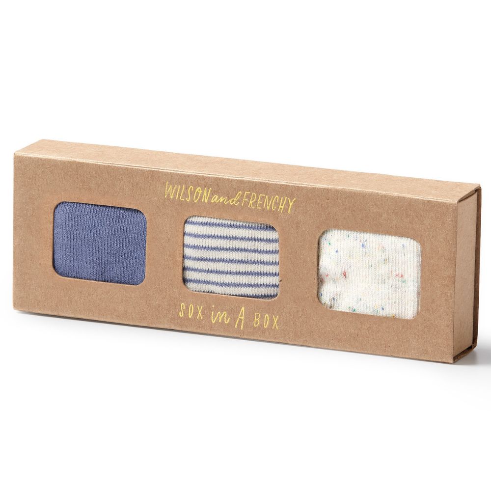 Wilson & Frenchy Organic 3 Pack Baby Socks - Rain Drop