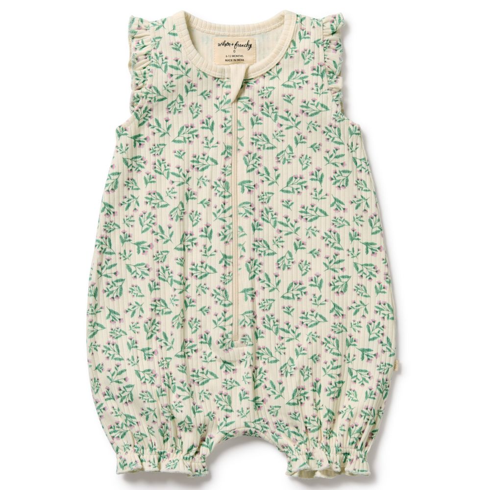 Wilson & Frenchy Organic Ruffle Zipsuit - Periwinkle