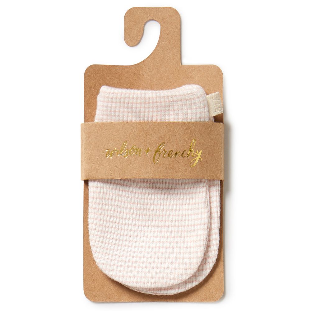 Wilson & Frenchy Organic Stripe Rib Mittens - Cantaloupe