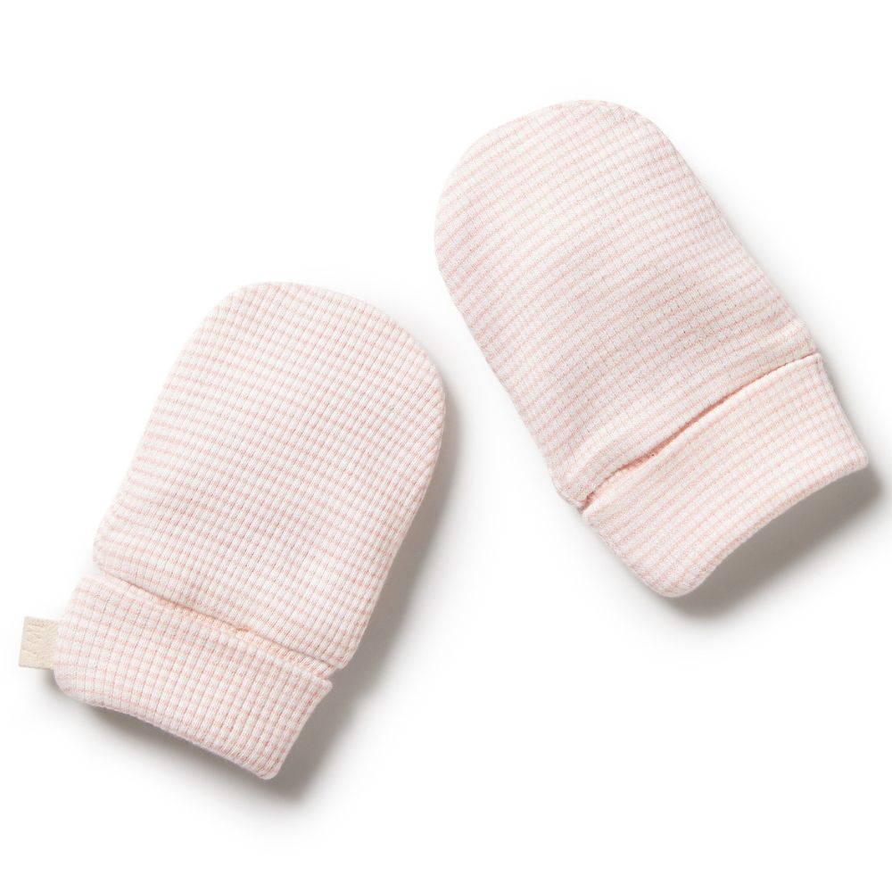 Wilson & Frenchy Organic Stripe Rib Mittens - Cantaloupe