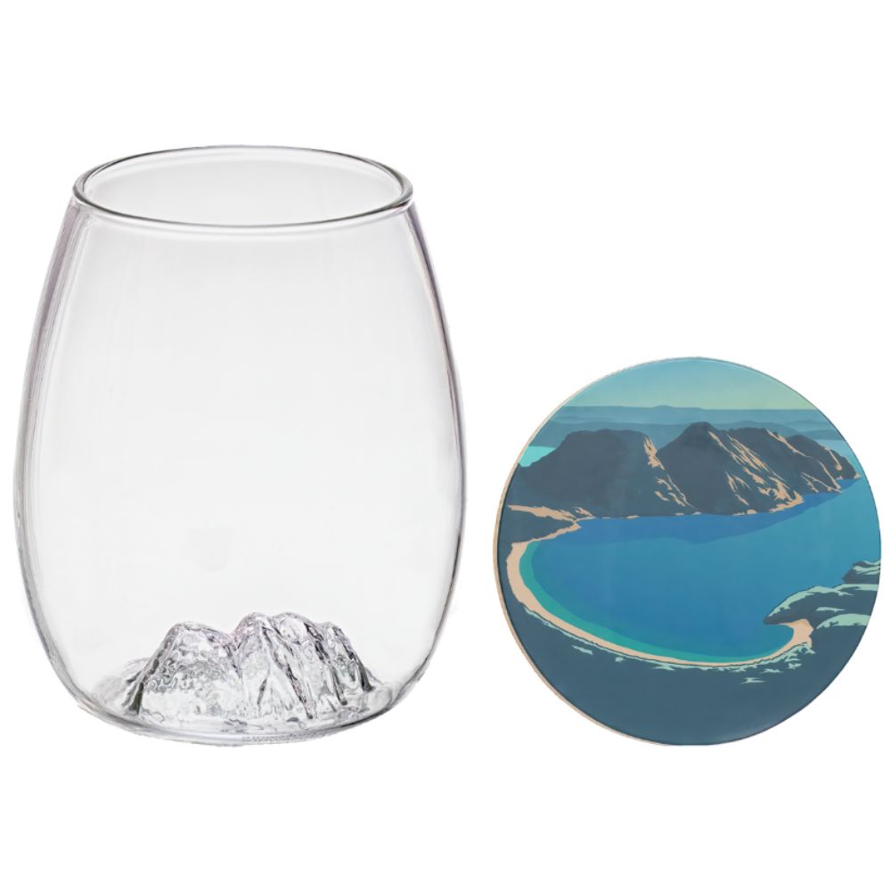 Uprising Glassware Single Stemless Glass + Coaster Set - The Hazards Wineglass Bay