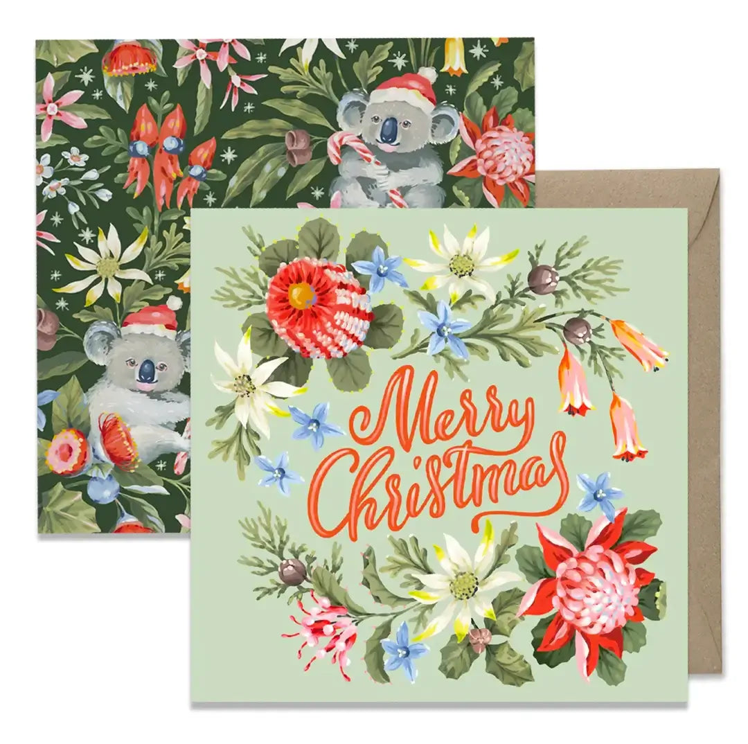 Earth Greetings Australian Christmas Card 8 Pack - Christmas Bloom