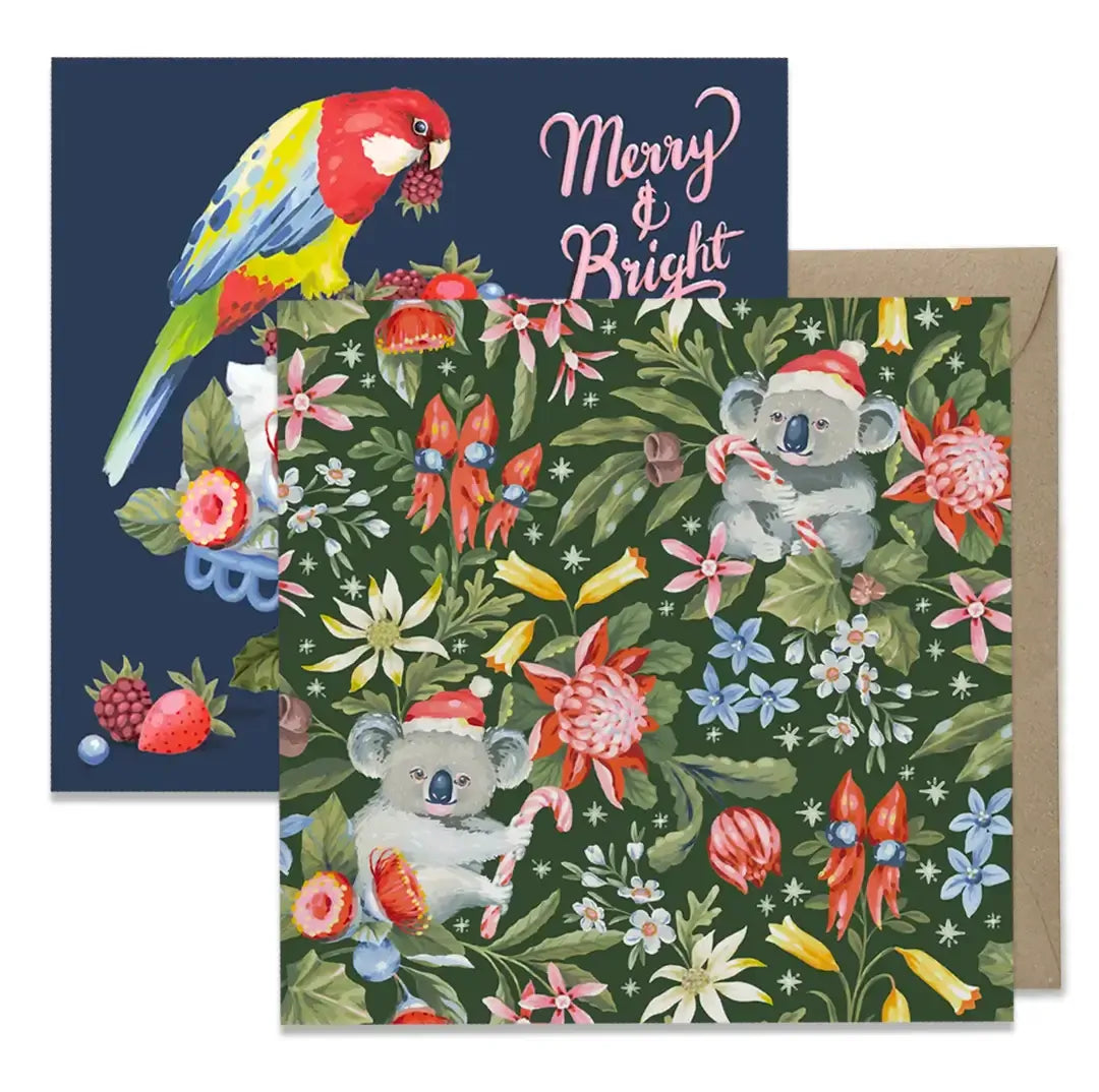 Earth Greetings Australian Christmas Card 8 Pack - Christmas Koalas