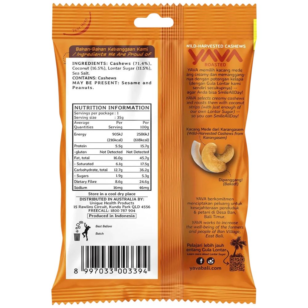 Yava Wild-Harvested Cashews Roasted 35g