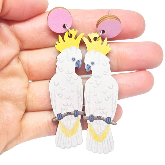 Pixie Nut & Co. White Cockatoo Earrings