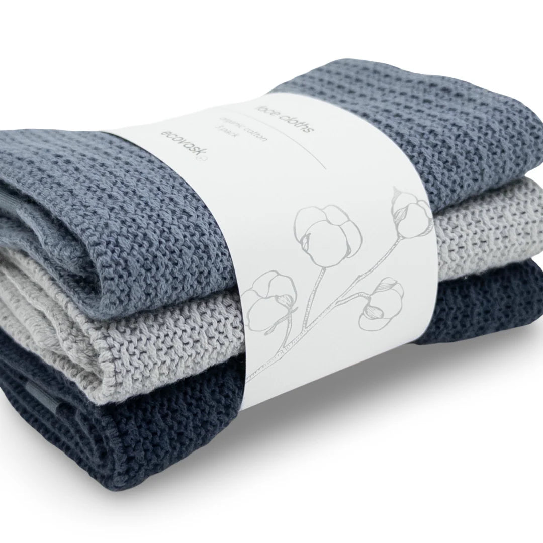 Ecovask Face Cloth 3pk Organic Cotton