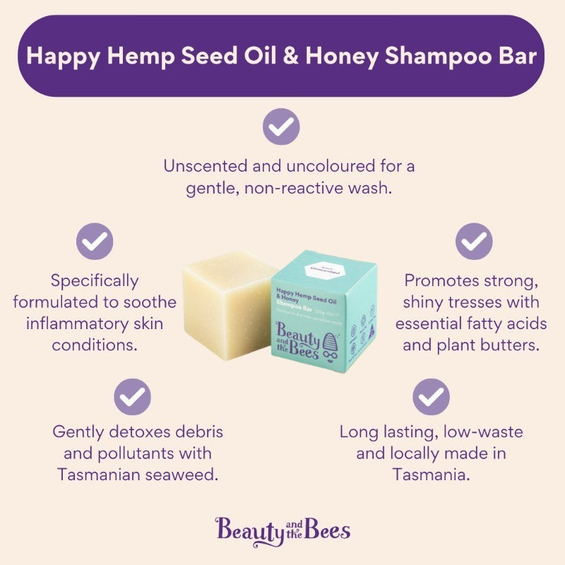 Beauty & the Bees Shampoo Bar 120g - Hemp & Honey