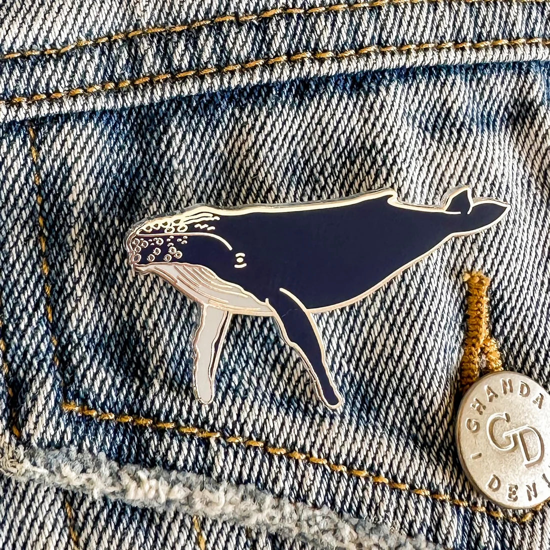 Red Parka Enamel Pin - Humpback Whale
