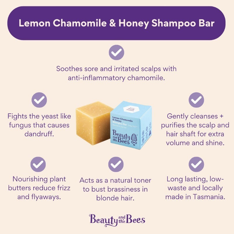 Beauty & the Bees Shampoo Bar 120g - Lemon & Chamomile