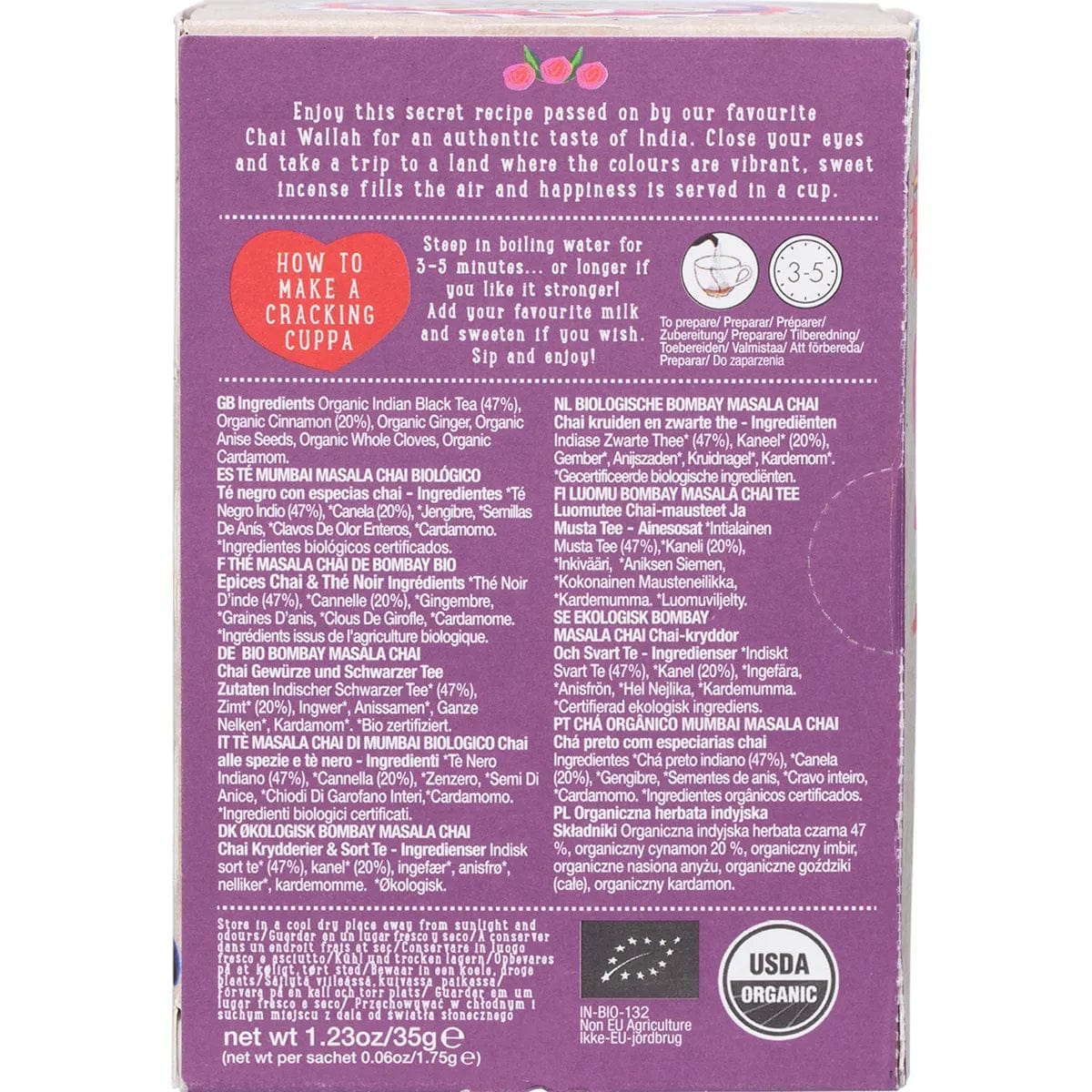 Ministry Of Tea Organic Bombay Masala Chai - Tea Bags 20pk